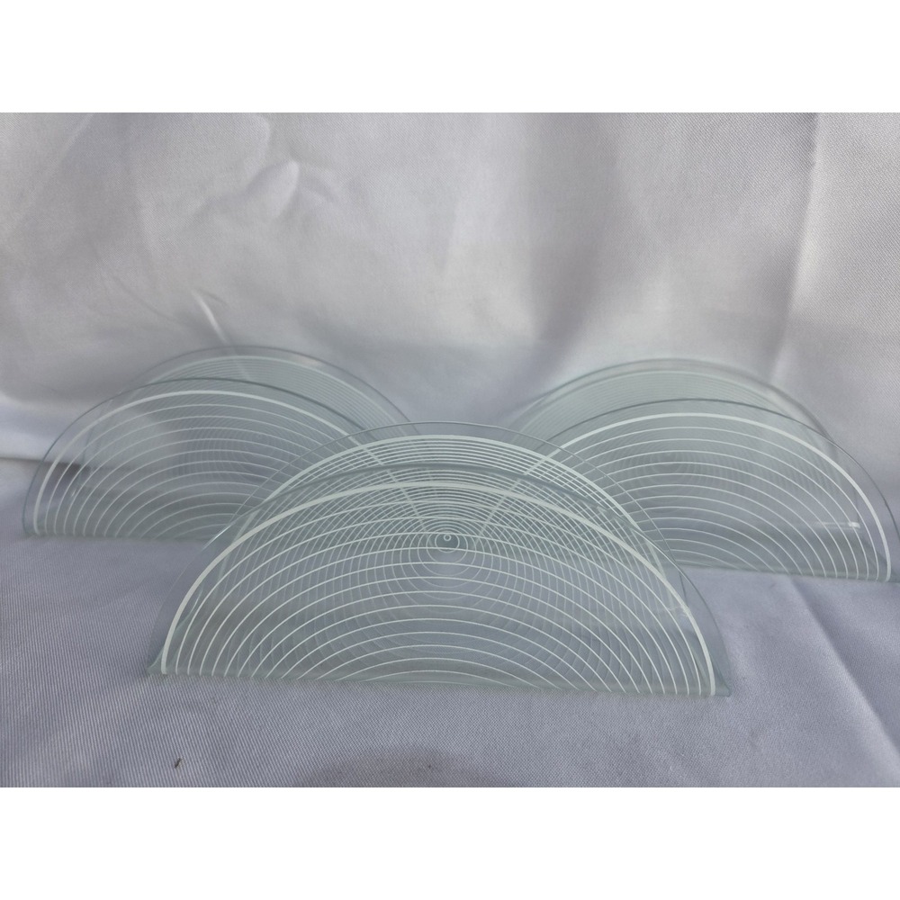 3 Lausitzer Clear etched Glass Bone Dishes Half Moon Concentric Geometric MCM